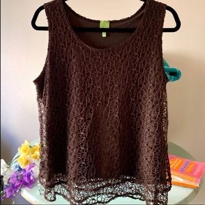 Adam Jacobs Brown Crochet Sleeveless Top M